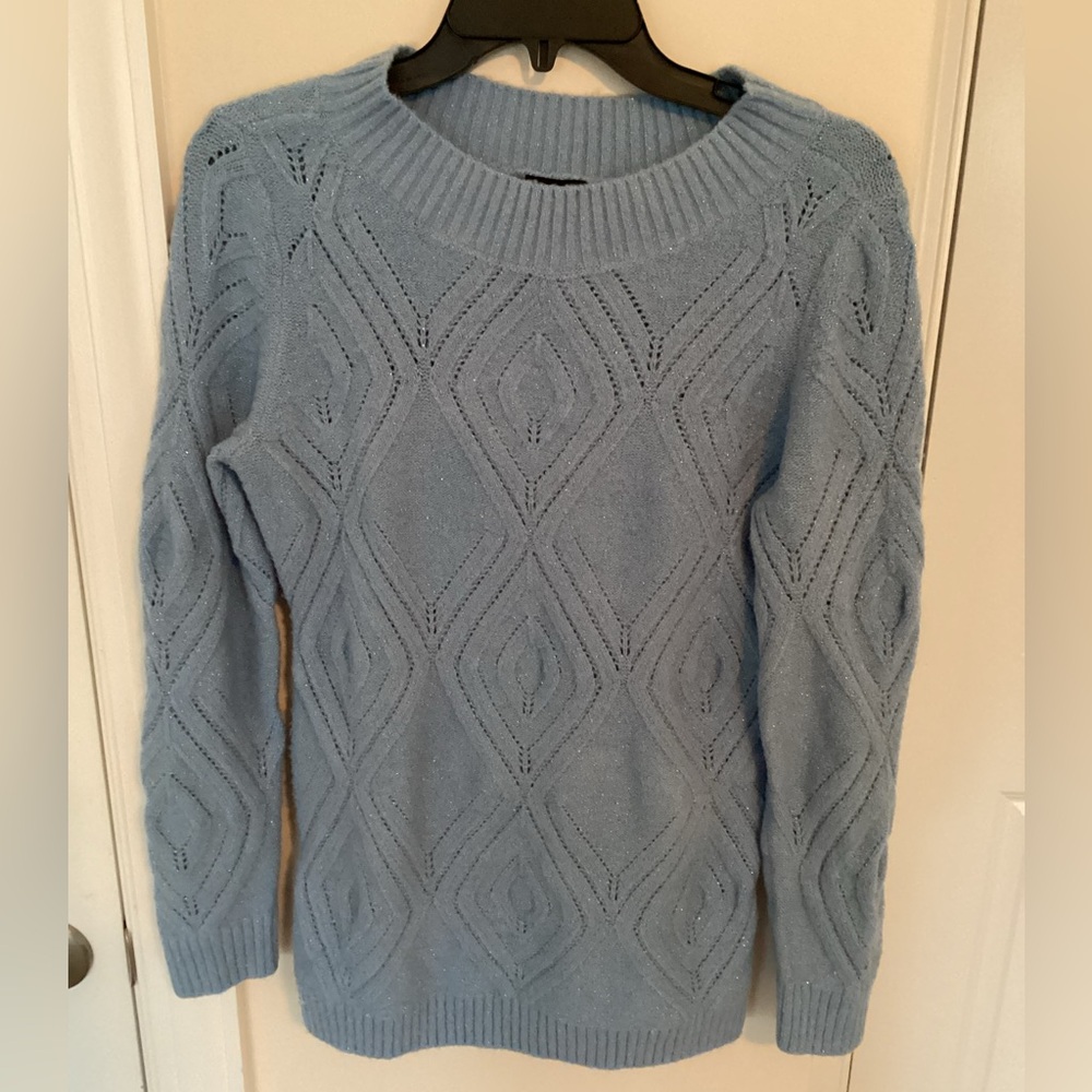Talbots Powder Blue Textured Knit Pullover Sweater, XS